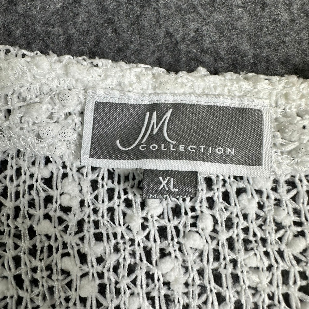 JM Collection Womens XL Bright White Open Knit Short Sleeve Cardigan Sweater New - Picture 3 of 9
